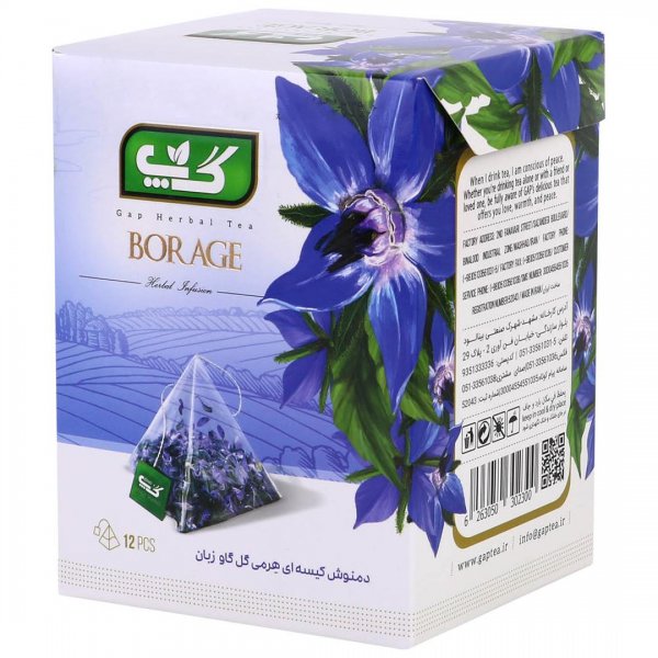 دمنوش کیسه‌ای هرمی گل گاوزبان گپ بسته 12 عددی