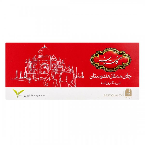 چای سیاه کیسه‌ای ممتاز هندوستان روزانه گلستان بسته 25 عددی