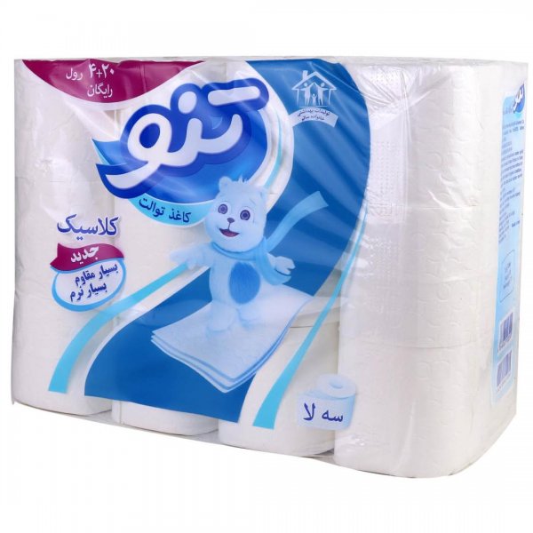 دستمال توالت سه‌لایه تنو بسته 24 رول