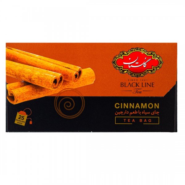 چای سیاه کیسه‌ای با طعم دارچین گلستان بسته 25 عددی