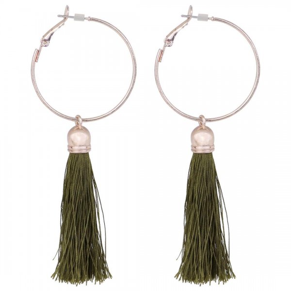 گوشواره لاویسا (LOVISA) استرالیا مدل حلقه‌ای منگوله‌دار رنگ سبزلجنی 