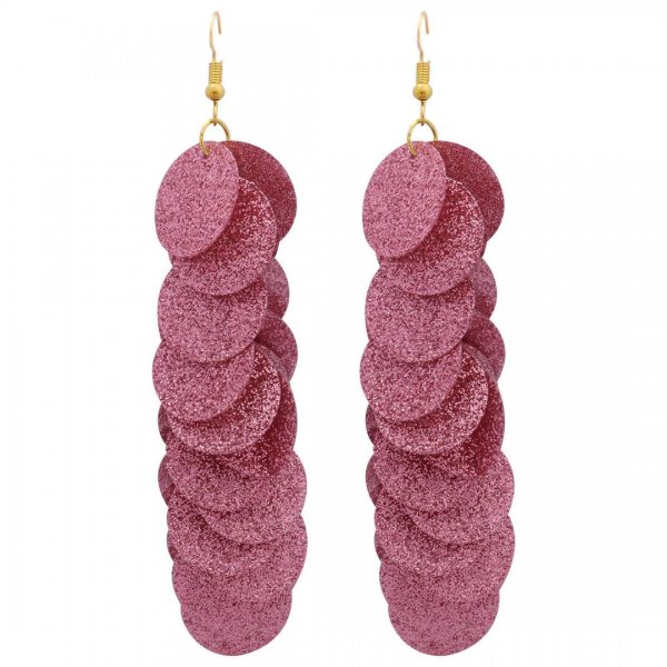 گوشواره آویز سکه‌ای کوچک رنگ صورتی کم‌رنگ شاین