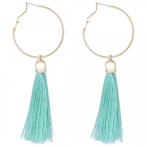 گوشواره لاویسا (LOVISA) استرالیا مدل حلقه‌ای منگوله‌دار رنگ سبز آبرنگی