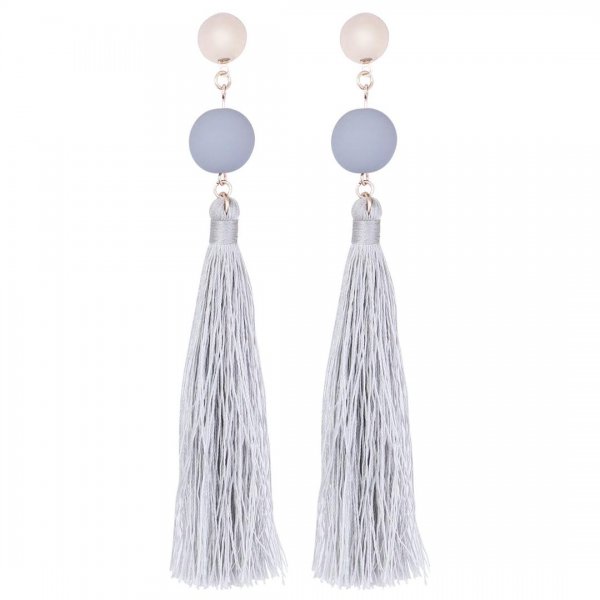 گوشواره لاویسا (LOVISA) استرالیا مدل منگوله‌دار و گوی طرح سنگ رنگ خاکستری