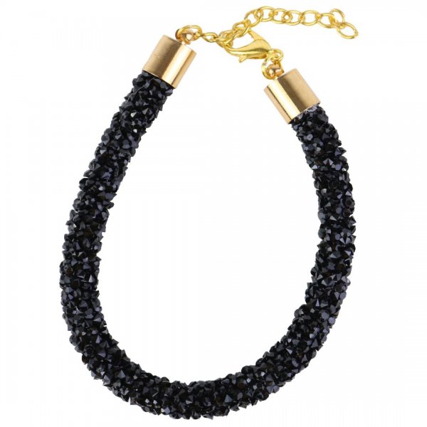 دستبند نگین‌دار رنگ مشکی کد 1 