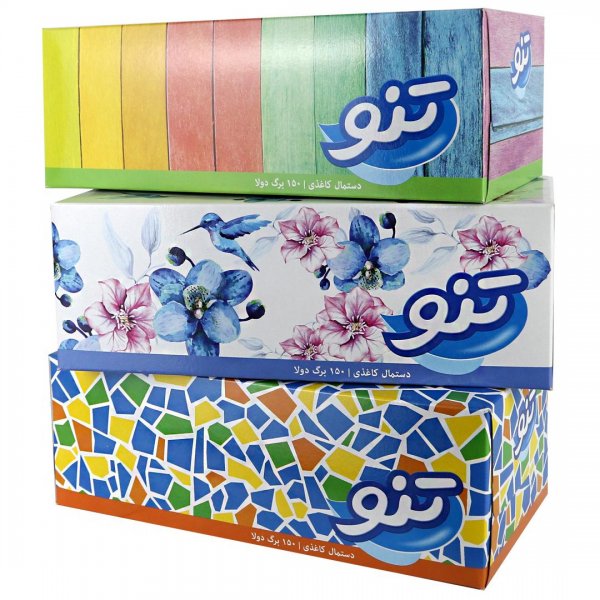 دستمال کاغذی دولایه تنو بسته 150 برگ