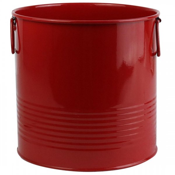  گلدان فلزی دسته‌ فلزی لاین ابعاد 19x19x18 سانتی‌متر رنگ قرمز