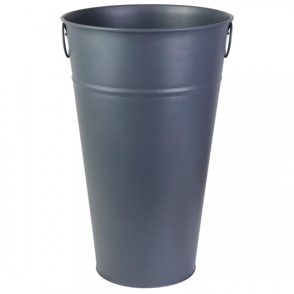 گلدان فلزی دسته‌ حلقه‌ای تورینگ ابعاد 45x28x18 سانتی‌متر رنگ خاکستری مات
