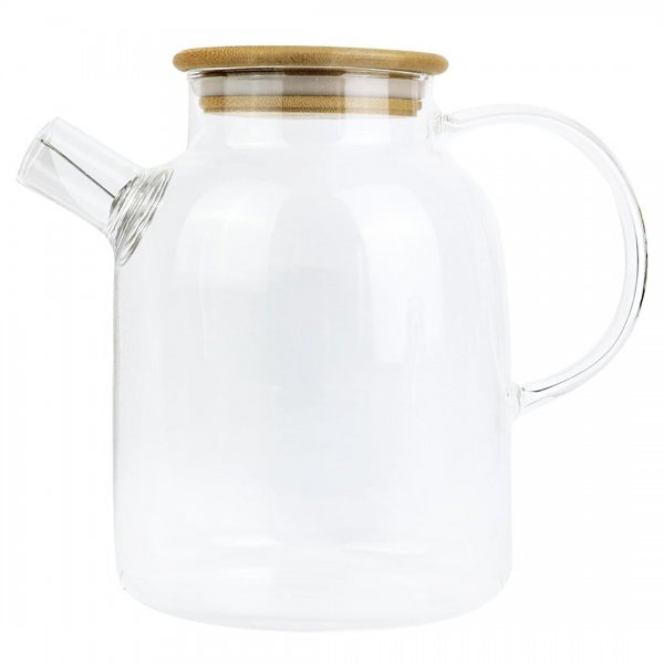 قوری شیشه‌ای با در بامبو با ظرفیت 1.5 لیتر