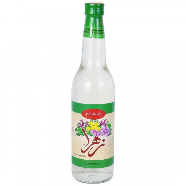 عرق بهارنارنج زهرا مقدار 450 میلی‌لیتر