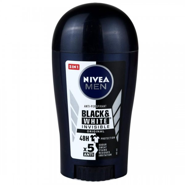 استیک ضدتعریق صابونی مردانه 5 در 1 مدل (Black & White) نیوآ (Nivea) مقدار 40 میلی‌لیتر