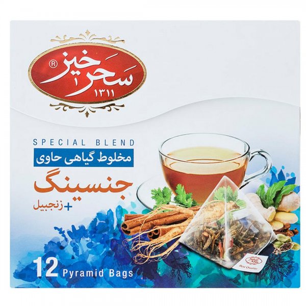 دمنوش جنسینگ زنجبیل سحرخیز بسته 12 عددی