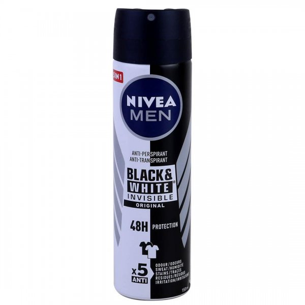 اسپری ضدتعریق مردانه Black & White نیوا (Nivea) مقدار 150 میلی‌لیتر