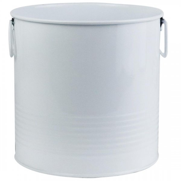  گلدان فلزی دسته‌ فلزی لاین ابعاد 19x19x18 سانتی‌متر رنگ سفید 